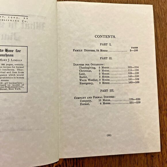 1905 Fannie Farmer What To Have For Dinner 1970 Reprint Cookbook - Picture 6 of 10